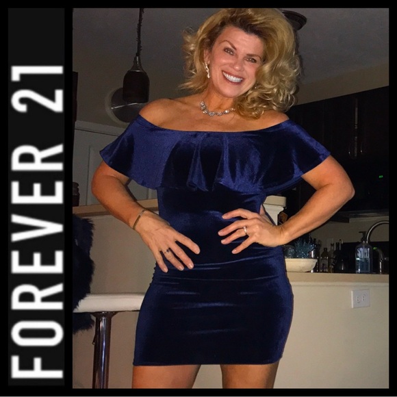 Forever 21 Navy Off-Shoulder Dress - Picture 2 of 5